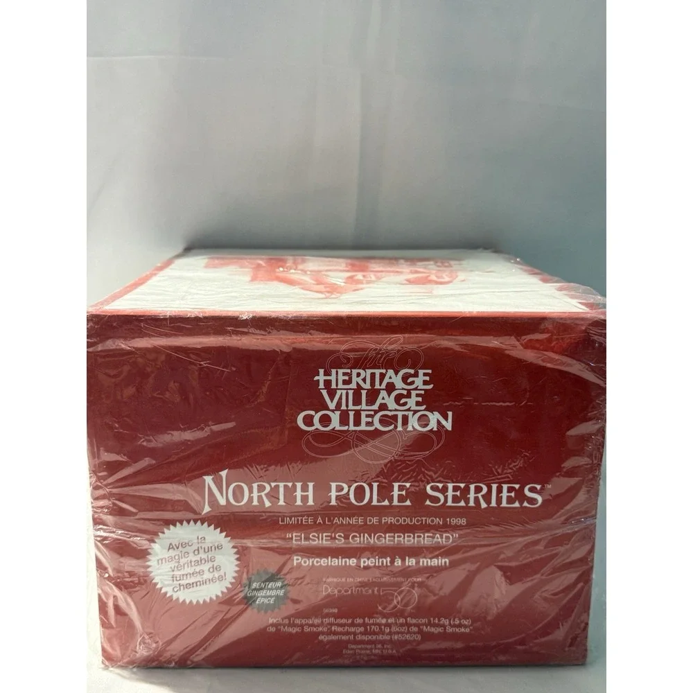 Dept 56 Elsie's Gingerbread #56398 North Pole 1998 Smoking Chimney SEALED